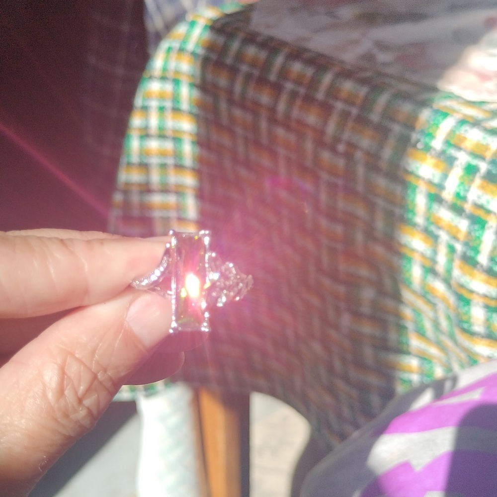 Rectangular Cubic Zirconia Rainbow Ring - image 3